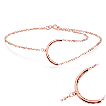 Rose Gold Plated C-shaped Pipe Silver Bracelets BRS-719-RO-GP